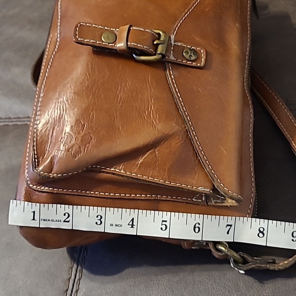 Patricia Nash Avelino Smooth Italian Leather Cognac Crossbody Handbag Purse - Picture 14 of 16